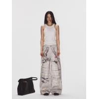 ราคา กางเกงยีนส์สีเทาพิมพ์โซ่ดีไซน์หลวมขากว้างสำหรับผู้หญิง (41208862356)