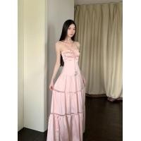 ราคา ชุดสลิมผู้หญิง สไตล์วันหยุดสีชมพู ซัตินลูกไม้ กระโปรงยาวเอวแคบ สำหรับฤดูร้อน (40412210685)