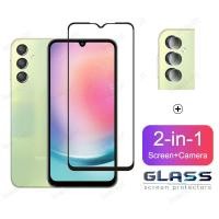 ราคา Samsung A24 4GกระจกนิรภัยสําหรับSamsung A54 A34 A24 A73 A53 A33 A13 A72 A52 A52s A42 A32 A22 A12 5G 4G 2 in 1 Full Coverageป้องกันหน้าจอเลนส์กล้องป้องกันฟิล์ม (43200448561)