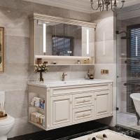 ราคา ตู้ห้องน้ำสไตล์อเมริกันผสมผสานกับอ่างล้างหน้าเซรามิกแบบรวม โต๊ะล้างหน้าไม้โอ๊ควินเทจ ตู้ห้องน้ำอัจฉริยะ (26183983542)