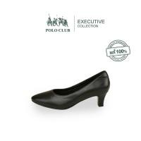 ราคา POLO CLUB รองเท้าหนังแท้ รุ่น EX 1931 สีดำ รองเท้าคัทชูผู้หญิง สูง 2 นิ้ว (20383093652)