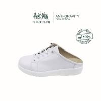 ราคา POLO CLUB รองเท้าผ้าใบหนัง เปิดส้น รุ่น AG 2001 สีขาว (42168015848)