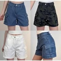 ราคา กางเกงยีนส์ขาสั้นทรงคาร์โก้ S 3XL เอวสูงเก็บพุง นื้อผ้ายีนส์ไม่ยืดใส่สบาย (27586816224)