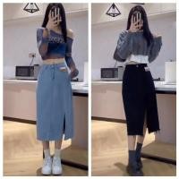 ราคา 688 กระโปรงยีนส์ผ่าข้างแฟชั่นญี่ปุ่นและเกาหลี น่ารักและเซ็กซี่ กระโปรงยีนส์ยาว (23584624698)