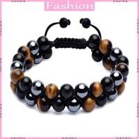ราคา Nav Hematite สีดํา Obsidian Tiger Eye Stone สร้อยข้อมือปรับความวิตกกังวลสร้อยข้อมือ (29982995789)
