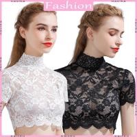 ราคา NAV ผู้หญิงฤดูใบไม้ร่วงฤดูใบไม้ผลิคอเต่าที่ถอดออกได้ Elegant ดอกไม้ลูกไม้แขนสั้นเสื้อครึ่งเสื้อเสื้อสวมหัวซับ (41152198802)