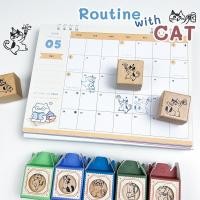 ราคา ตัวปั๊ม Routine with Cat ขนาดเหมาะกับไดอารี่ แพลนเนอร์ Wooden DIY ตรายาง สแตมป์ Stamp mimisplan (42450996927)
