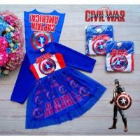 ราคา B91 ไซร์ใหญ่ค่ะ เดรสเด็กหญิงลายกัปตันอเมริกา (6801197902)