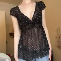 ราคา เสื้อยืดซีทรู ลายทาง สไตล์แฟชั่นสำหรับสตรี (58150658818)