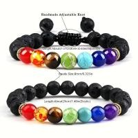 ราคา สร้อยข้อมือลูกปัดหินภูเขาไฟสีสันสดใสถักจากธรรมชาติ เหมาะสำหรับทั้งผู้ชายและผู้หญิง (49602646559)