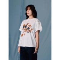 ราคา CROCODILE WHITE OVERSIZED FIT CREW NECK SHORT SLEEVE T SHIRT WITH GRAPHIC PRINT (41550821162)