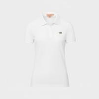 ราคา CROCODILE WOMEN WHITE TAPERED SHORT SLEEVE POLO SHIRT คร็อคโคไดล์เสื้อโปโลผู้หญิงสีขาว (45750257256)