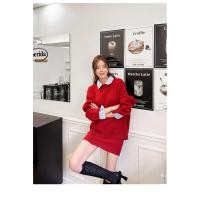 ราคา เซ็ต 2 ชิ้น เสื้อไหมพรมแขนยาว กระโปรงสั้นเข้าชุด ดีไซน์คอปกเชิ้ตลายทาง (51550203429)