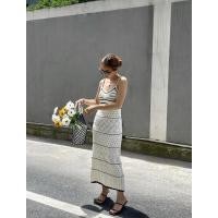 ราคา เดรสยาวไหมพรมสีขาว สายเดี่ยวเข้ารูป ถักทอเนื้อแน่น (40463936382)