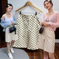 ราคา กางเกงสามส่วนชิคๆ ผ้าคอตต้อนอัดกาวลายจุดสีครีม (43126701052)