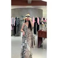 ราคา เดรสยาวสายเดี่ยวคอวี สายประดับด้วยลูกปัด ผ้าปริ้นลายสไตล์โบฮีเมี่ยน (42364926668)