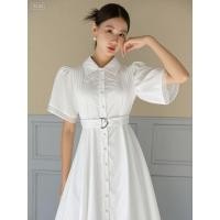 ราคา เดรสเชิ้ตยาว ดีเทลคอปก ขอบลูกไม้มาพร้อมเข็มขัด (48901493712)