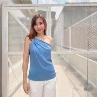 ราคา A16 เสื้อปาดไหล่ข้างเดียว แต่งอะไหล่ เรียบหรูมาก เสื้อทำงานผู้หญิง เสื้อแฟชั่น (9358804936)