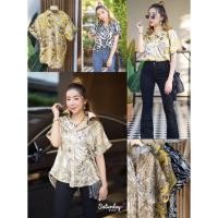ราคา เสื้อเชิ้ตแขนสั้นคอปก เสื้อเชิ้ตลายกราฟฟิก F192 (3167706408)