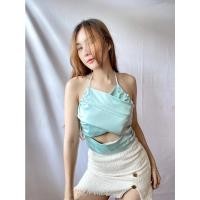 ราคา A22 เสื้อสายเดี่ยวผูกคอ สายเดี่ยวซาติน เสื้อสายฝอ เสื้อผ้าแฟชั่น (8176990094)