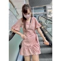 ราคา A33 มินิเดรสผูกเอวป้ายหน้าผูกโบว์ ผ้าฝ้ายลินิน แขนพองน่ารักสุดๆ (15465054587)