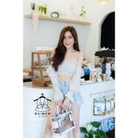 ราคา เสื้อครอปรูดด้านหน้าแขนยาว ผ้าชีฟอง F52 (7203399819)