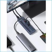 ราคา EZR 10 พอร์ต USB C Hub Splitter พร้อมส่วนบุคคลบนสวิตช์ USB HUB Docking Base (57750011327)