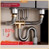 ราคา ผู้ลากมากดีzo ชุดท่อระบายน้ําอ่างล้างจาน สแตนเลสเดี่ยว คู่ชามชุดระบายน้ําป้องกันการพ่นหมอกควัน ติดตั้งง่ายป้องกันการรั่วไหลประหยัดพื้นที่ระงับกลิ่นกายกรองอะไหล่เ (46151892919)