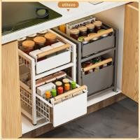 ราคา ผู้ลากมากดีzo ภายใต้ชั้นวางอ่างล้างจานออแกไนเซอร์ ดึงชั้นวางตะกร้าลิ้นชักสองชั้น เลื่อนอเนกประสงค์พร้อมที่จับไม้ชั้นเก็บของในครัวตู้ครัว (44751676053)