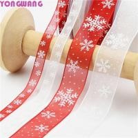 ราคา YONGWANG66HR ริบบิ้นออร์แกนซ่าเกล็ดหิมะคริสต์มาส เทปออร์แกนซ่าสีแดงโปร่งแสง ทําด้วยมือ 1 2 5 ซม เกล็ดหิมะพิมพ์ห่อริบบิ้นผ้าซาตินสีขาว (56100309522)