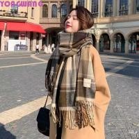 ราคา YONGWANG66HR ผ้าพันคอขนสัตว์ลายสก๊อต พู่ Retro สีเขียวฤดูหนาวผ้าพันคอแคชเมียร์ Retro Plush สไตล์เกาหลีผ้าพันคอแคชเมียร์ผ้าคลุมไหล่ยาวฤดูใบไม้ร่วงฤดูหนาว (56000304897)