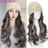 ราคา YONGWANG66HR Beanies หมวกวิกผม One piece ไฮไลท์สกีถักหมวกวิกผม แฟชั่น Hairpiece นุ่มสไตล์เกาหลียาวน้ําผมหยักผู้หญิง (50600299927)