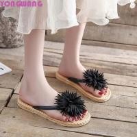 ราคา YONGWANG66HR ดอกไม้ Flip Flops ผ้าวันหยุดรองเท้าแตะริมทะเล Casual ลื่น PVC ยางหนารองเท้าวันหยุดรองเท้าแตะชายหาดฤดูร้อนว่ายน้ํา (45302447616)