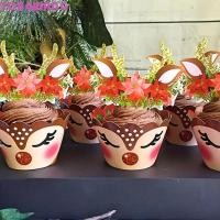 ราคา YONGWANG66HR 24 ชุด Sika Deer Cupcake Wrapper กระดาษ Cupcake Antlers Topper คริสต์มาส Elk Cupcake Wrapper การ์ตูน Party Supplies Cupcake ตกแต่งเครื่องมือวันเกิด (51900294748)