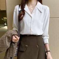 ราคา ใหม่ เสื้อเชิ้ตแขนยาว คอปก ผ้าชีฟอง สีกากี แฟชั่นสไตล์เรโทร สําหรับผู้หญิง (55802373890)