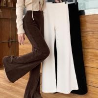 ราคา Xiao2 Corduroy Drape ชุด Mi Flare กางเกงผู้หญิงฤดูใบไม้ร่วงฤดูหนาวสไตล์ใหม่ Retro เอวสูง mmer ดูสบายๆกางเกง I ทอติดตาม Mink 38LG (26543704568)