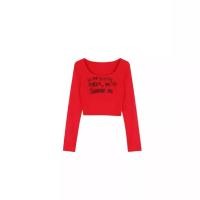 ราคา เสื้อยืดแขนยาว คอกว้าง พิมพ์ลายตัวอักษร สไตล์อเมริกัน ปีใหม่ สําหรับผู้หญิง Y2K (56651681331)