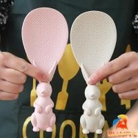 ราคา B F ทัพพีตักข้าว ทัพพีตักข้าวรูปกระต่ายน่ารัก ตั้งได้ ข้าวไม่ติดทัพพี ล้างง่าย Wheat straw rice spoon (25416588818)