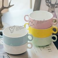 ราคา Yuki ถ้วยซุป เซรามิกส์ ชามซุป ถ้วยโจ๊ค มีหูจับทั้งสองด้านสีสันสะดุดตา Soup cup (19135243283)