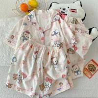 ราคา ชุดนอนผ้าฝ้ายเมฆลายคิตตี้ พร้อมกางเกงขาสั้นแขนสั้น สำหรับฤดูร้อน (50452356749)