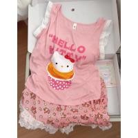 ราคา Hello Kitty ชุดนอนชุดนอนคิตตี้เสื้อมีแผ่นรองอกกางเกงขาสั้นนุ่มสบายชุดสตรีสไตล์น่ารัก (40913957717)