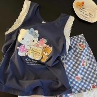ราคา Hello Kitty ชุดนอนชุดนอนคิตตี้เสื้อกางเกงขาสั้นเซต2025สไตล์หวานชุดใส่ได้ (41263953349)