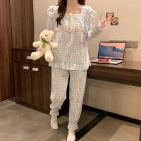 ราคา ชุดนอนผู้หญิงแขนยาว สไตล์เจ้าหญิง มีแผ่นรองหน้าอก ทำจากผ้าฝ้ายนุ่ม (40073124577)