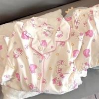 ราคา Hello Kittyชุดนอนชุดนอนนักเรียนแขนสั้นขาสั้น หน้าร้อน แบบหลวม สำหรับหอพัก สบายตัว (29640489262)
