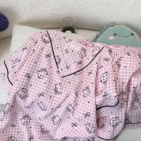 ราคา ชุดนอนคิตตี้ สำหรับผู้หญิง ลายเสื้อคอวีและกางเกงขาสั้น ทำจากผ้าฝ้ายนุ่มสบาย เหมาะสำหรับสวมใส่อยู่บ้านในหน้าร้อน (29291389632)