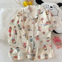 ราคา ชุดนอนผ้าฝ้ายแขนสั้นสำหรับผู้หญิง สไตล์การ์ตูนน่ารัก ชุดสองชิ้นสำหรับฤดูร้อน (26291445034)