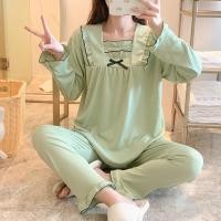 ราคา ชุดนอน น่ารักสไตล์เจ้าหญิงแขนยาวสีทึบชุดนอนสตรีเส้นด้ายฝ้ายแท้ฤดูใบไม้ร่วงฤดูหนาวการ์ตูนญี่ปุ่นนักเรียนสามารถสวมใส่นอกบ้านเสื้อผ้ (51450035866)