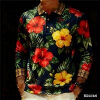 ราคา เสื้อโปโลผู้ชายแขนยาวสีดอกไม้เขตร้อน ออกแบบตามแฟชั่นล่าสุดสำหรับสุภาพบุรุษ (45352472512)