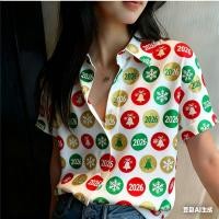 ราคา เสื้อเชิ้ตแขนสั้นผู้หญิง ลายพิมพ์ดอกไม้ไฟ กะพริบ ดวงดาว และของขวัญ สไตล์เรียบหรู สวมใส่ได้ทุกวันและโอกาสสำคัญ (44176567101)