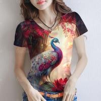 ราคา เสื้อยืดลายนกยูงแขนสั้น ลายใหญ่ที่หน้าอก ใส่สบายและมีหลายสีให้เลือก (29043191638)